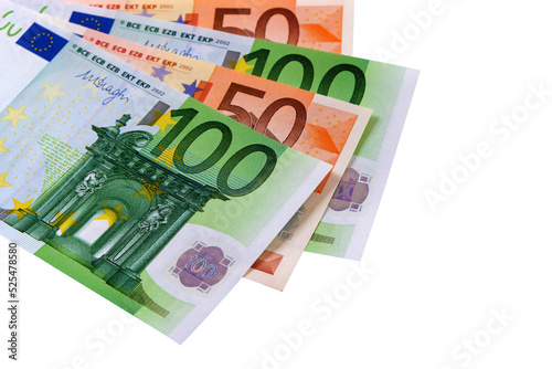 Euro currency bills notes several selection isolated transparent background photo PNG file