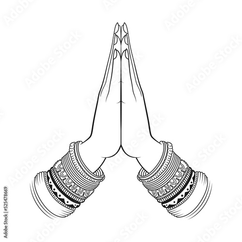 Namaste Decorated Welcome Clip Art Hand Illustration 