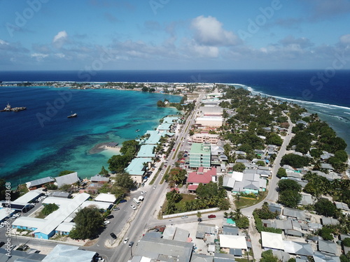 Majuro atoll and Majuro town in Marshall islands