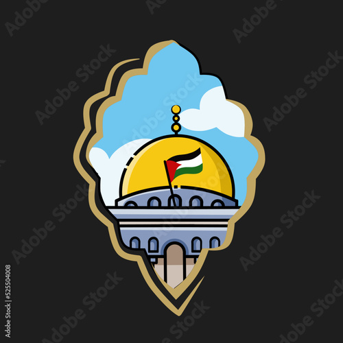 illustration vector of palestine mosque,save palestine perfect for print,etc