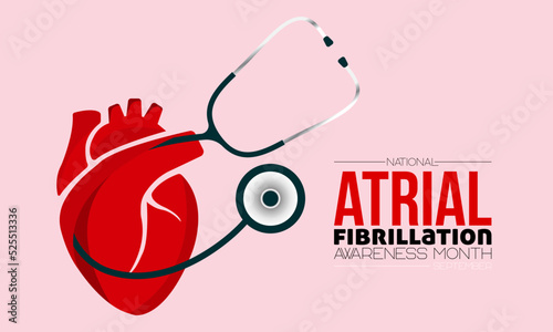 Vector illustration design concept of national atrial fibrillation awareness month observed on every september.