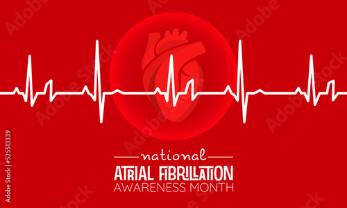 Vector illustration design concept of national atrial fibrillation awareness month observed on every september.