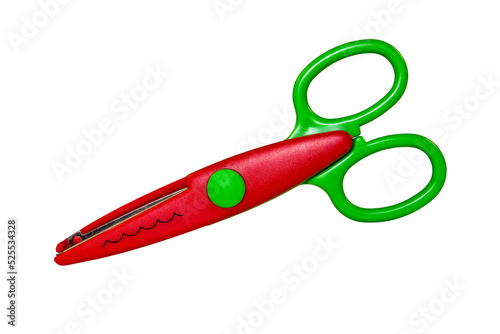 Colored kids scissors isolated on transparent background