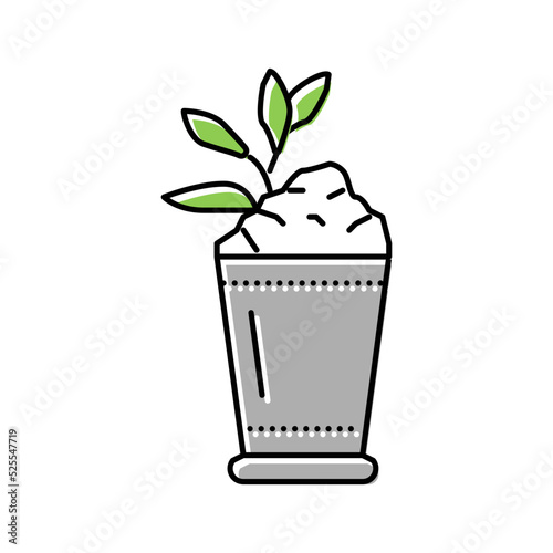 mint julep cocktail glass drink color icon vector illustration