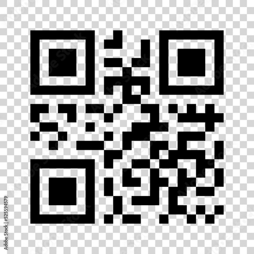 QR code icon. Vector QR code icon isolated on transparent background