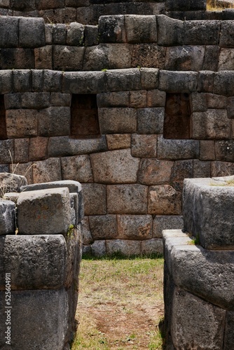 Vertical shot of Pisac Maya ruins in Peru