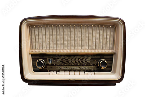 Vintage radio with brown wooden casing
