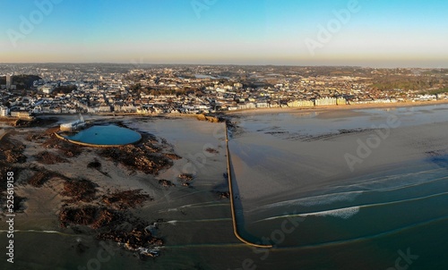 Aerial view of the Havre des Pas public bathing pool in the Jersey, Channel Islands