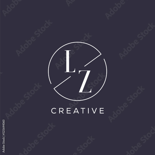 Elegant look monogram LZ logo with simple circle line