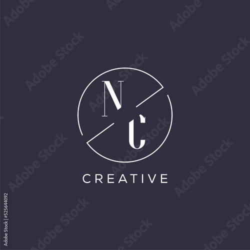 Elegant look monogram NC logo with simple circle line