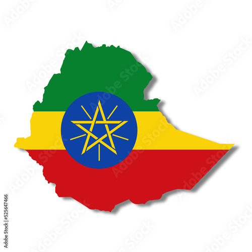 Ethiopia map on white background with clipping path to remove shadow 3d illustration