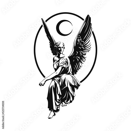 winged female angel vector illustration