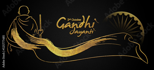 2nd october mahatma gandhi jayanti golden hindi design poster