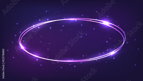 Neon oval frame with shining effects