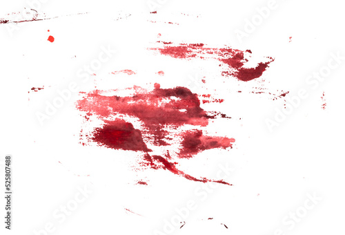 Blood Splatter Smear Stain Overlay Isolated on White Background 