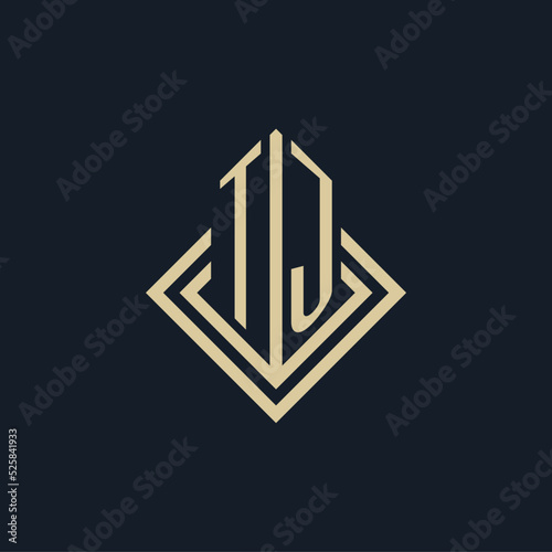 Initials TJ logo rhombus lines shape style, luxury modern real estate logo design