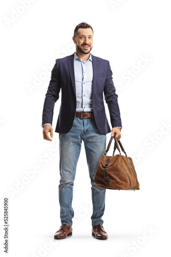 Full length portrait of a professional man carrying a bag