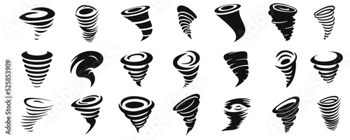 Typhoon, tornado, hurricane icon set