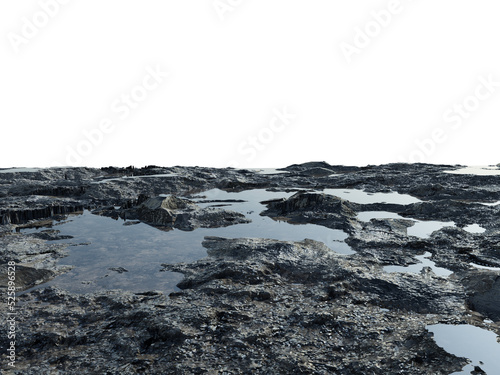 Rocky Foreground Floor with Perspective, Transparent Background PNG 