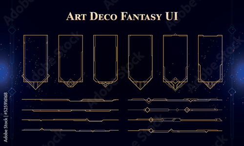 Set of Art Deco Modern User Interface Elements. Fantasy magic HUD. Good for game UI. Vector Illustration EPS10