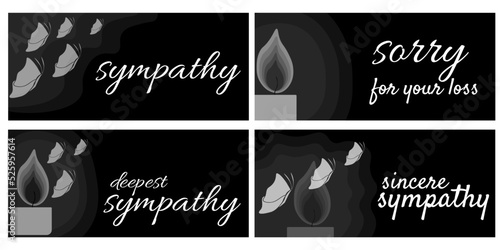 condolence card set, lettering on a restrained postcard