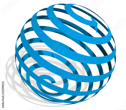 地球の自転をあらわす球体の矢印 青 ベクターイラストレーション