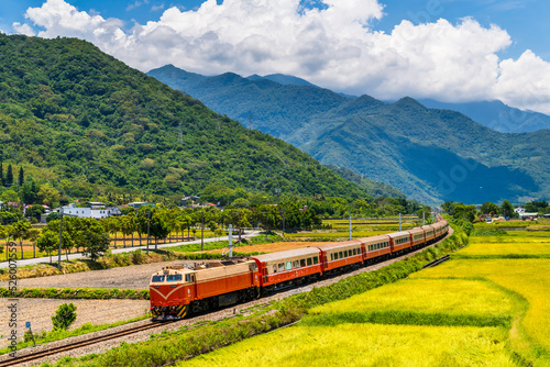 The train through the beautiful countryside of Taitung, Taiwan.