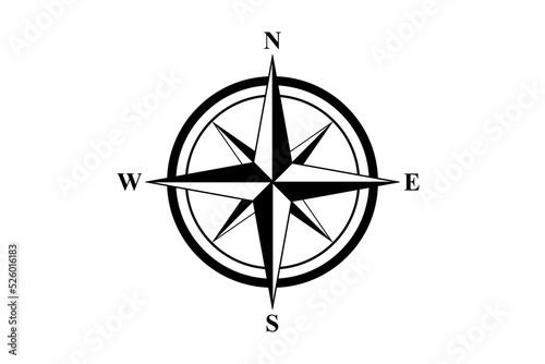 Basic Compass Rose (Full Transparent PNG - Only Black Color)