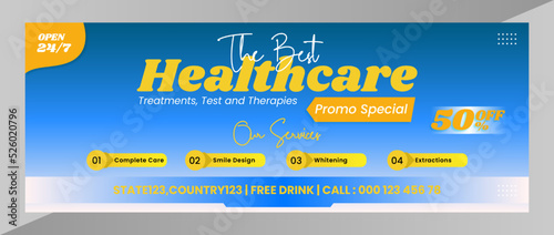 Healthcare Banner or Flyer Template for Social Media Layout