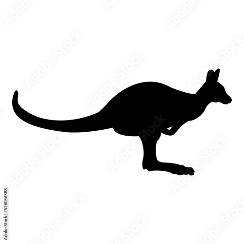 Kangaroo logo. Silueta de canguro aislado en color negro