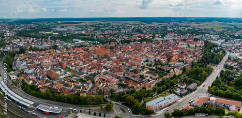 Aerial view of the city Amberg in Germany, Bavaria. on a sunny day in summer.