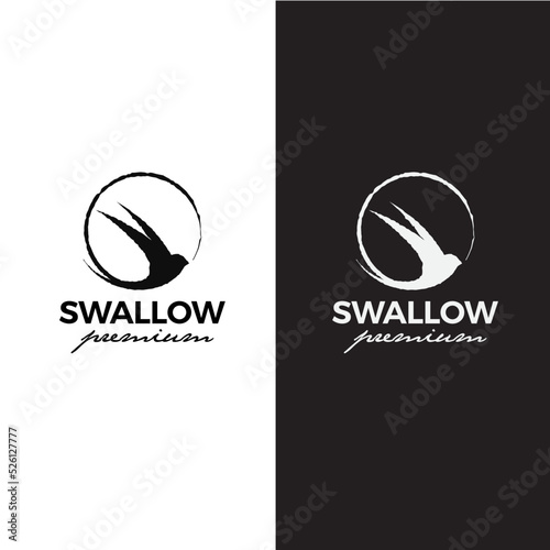 circular swallow logo in hand drawn style