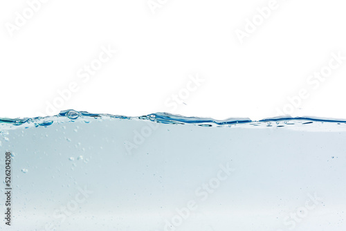 Water splash with bubbles of air, isolated background