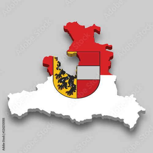 3d isometric Map of Salzburg is a region of Austria