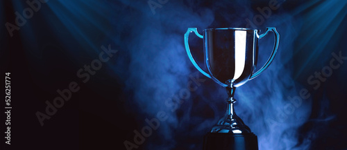 Silver Trophy award competition with smoke in the dark , Blue Tone