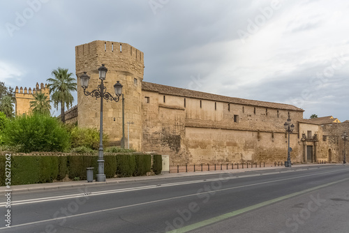 Exterior view at the Alcázar of the Christian Monarchs fortress or Alcázar of Córdoba, a medieval alcázar located in the historic centre of Córdoba, Spain