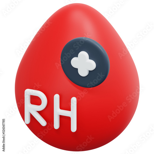 blood rh positive 3d render icon illustration