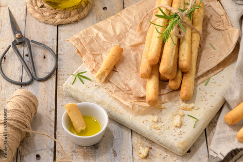 Traditional italian breadsticks grissini