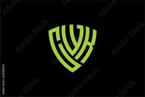 CWK creative letter shield logo design vector icon illustration