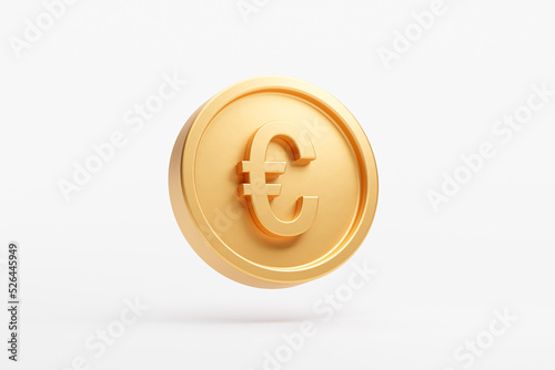 Gold coin euro currency money icon sign or symbol business and financial exchange 3D background illustration
