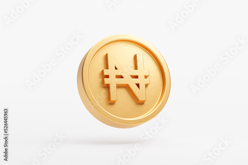 Gold coin naira nigeria currency money icon sign or symbol business and financial exchange 3D background illustration