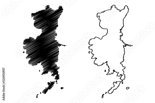 Ramsey island (United Kingdom of Great Britain and Northern Ireland, Wales) map vector illustration, scribble sketch Isle of Ynys Dewi map