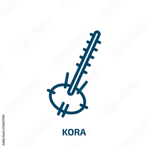 kora icon from culture collection. Thin linear kora, music, musical outline icon isolated on white background. Line vector kora sign, symbol for web and mobile