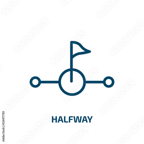 halfway icon from education collection. Thin linear halfway, idea, book outline icon isolated on white background. Line vector halfway sign, symbol for web and mobile