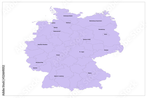 Germany Vector Map illustration with its districts on white background
