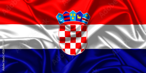 Croatia waving national flag close up silk texture satin illustration background