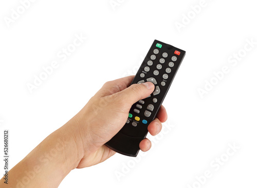 hand with remote control