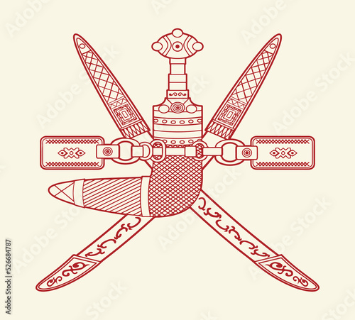 Coat of arm from the flag of Oman. Vector drawing icon
