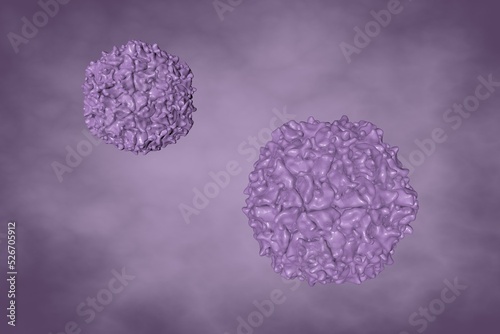 Human polioviruses on very peri background. Poliovirus transmitted by drinking water, infect children and causes polio disease. Scientific background. 3d illustration