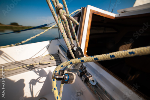 sailing boat details yacht on the sea 